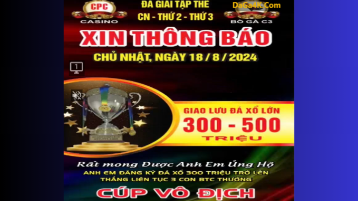 Giải Đá Gà CPC3 Tập Thể Ngày 18/8/2024